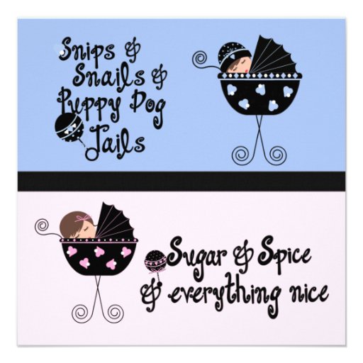 Pink Blue Carriage Gender Reveal Personalized Announcements (front side)