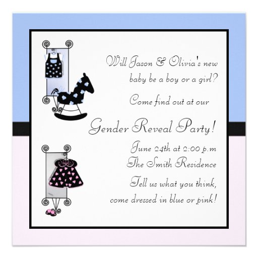 Pink Blue Carriage Gender Reveal Personalized Announcements