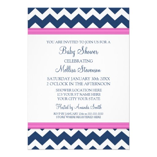 Pink Blue Chevron Custom Baby Shower Invitations