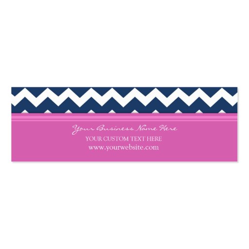 Pink Blue Chevron Retro Business Cards (front side)