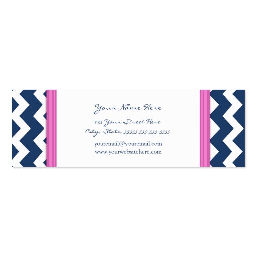 Pink Blue Chevron Retro Business Cards (back side)