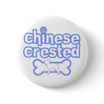 Pink & Blue Chinese Crested Button