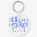 Pink & Blue Chinese Crested Keychain