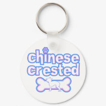 Pink & Blue Chinese Crested Keychain