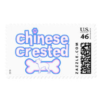 Pink & Blue Chinese Crested Postage Stamps