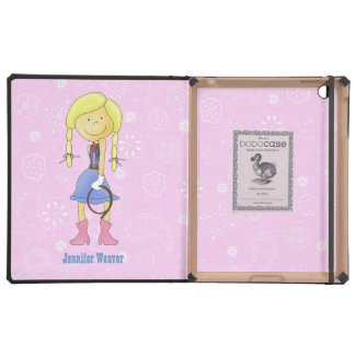 Pink & Blue Cowgirl DODO iPad Case
