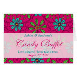 Pink Blue Daisy Floral Wedding Candy Buffet Sign cards