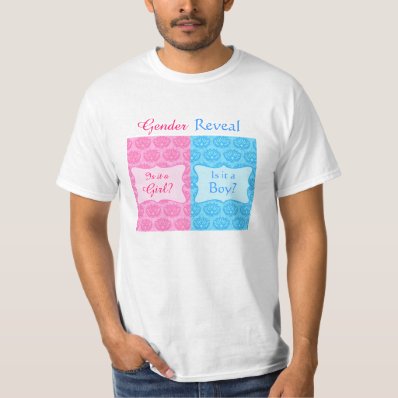 Pink Blue Damask Baby Gender Reveal Party Man&#39;s Shirt