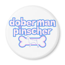 Pink & Blue Doberman Pinscher magnets