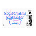 Pink & Blue Doberman Pinscher Postage Stamps