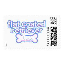 Pink & Blue Flat Coated Retriever Postage Stamps