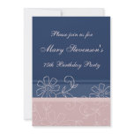 Pink Blue Floral 75th Birthday Party Invitations