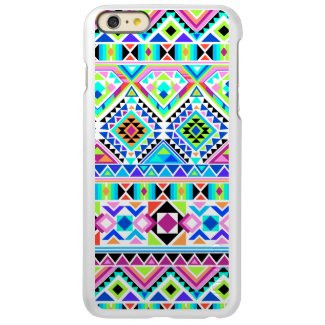 Pink Blue Green Aztec Geometric Pattern Incipio Feather® Shine iPhone 6 Plus Case