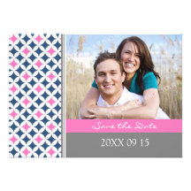 Pink Blue Grey Photo Wedding Save the Date Card