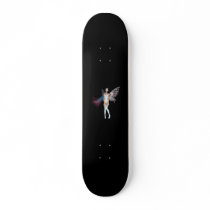 Pink & Blue Hair Pixie In White Skateboard