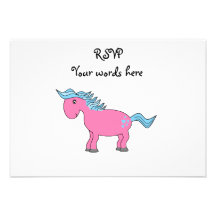 Pink blue horse with blue hearts announcement