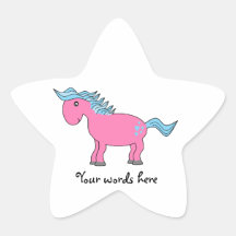 Pink blue horse with blue hearts stickers