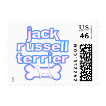 Pink & Blue Jack Russell Terrier Postage Stamps by MenagerieMayhem Pink & Blue Jack Russell Terrier Postage Stamps