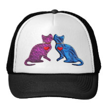 Pink & Blue Kittens Trucker Hats