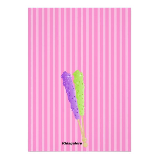 Pink & Blue Lollipop Girls Birthday Invitation