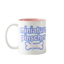 Pink & Blue Miniature Pinscher Mug by MenagerieMayhem Pink & Blue Miniature Pinscher Mug
