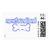 Pink & Blue Newfoundland Postage Stamps by MenagerieMayhem Pink & Blue Newfoundland Postage Stamps