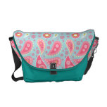 Pink blue paisley Rickshaw messenger bag