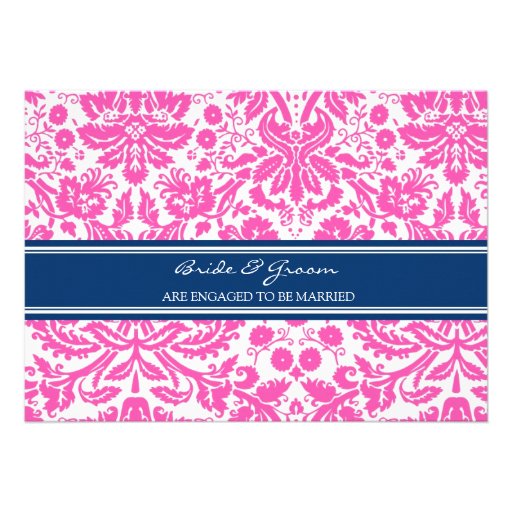Pink Blue Pattern Engagement Party Invitations