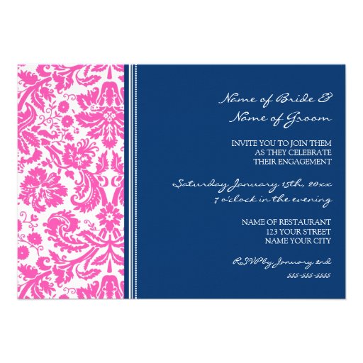 Pink Blue Pattern Engagement Party Invitations