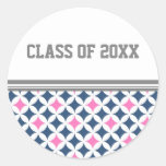 Pink Blue Pattern Graduation Custom Year Stickers