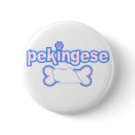 Pink & Blue Pekingese Button