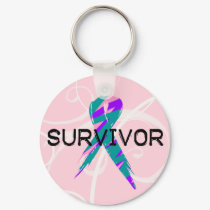 Pink, Blue & Pink Ribbon Survivor keychains by kenogirlmd Pink, Blue & Pink Ribbon Survivor keychains