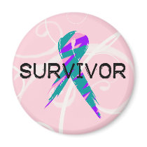 Pink, Blue & Pink Ribbon Survivor magnets