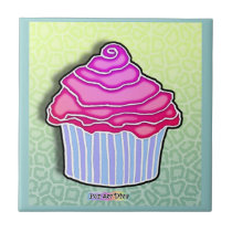 Pink & Blue Pop Art Cupcake Tile tiles