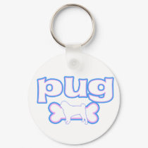 Pink & Blue Pug Keychain