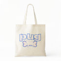 Pink & Blue Pug Tote Bag