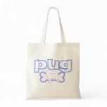 Pink & Blue Pug Tote Bag