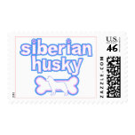 Pink & Blue Siberian Husky Postage Stamps