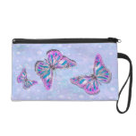 Pink blue silver butterfly elegant wristlet