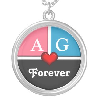 Pink & Blue Slice Round Forever Love Necklace necklace