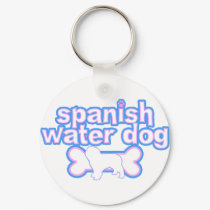 Pink & Blue Spanish Water Dog Keychain