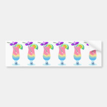 Pink & Blue Tropical Drink Bumper Stickers