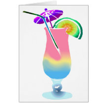 Pink & Blue Tropical Drink Cards