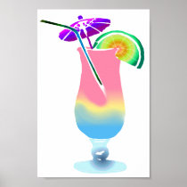 Pink & Blue Tropical Drink Poster