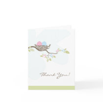 Pink & Blue Twin Eggs in Nest Thank You Card