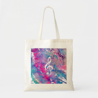 Pink Blue Watercolor Paint Music Note Treble Clef Bags