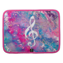 Pink Blue Watercolor Paint Music Note Treble Clef Organizers
