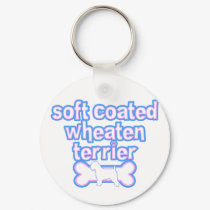 Pink & Blue Wheaten Terrier Keychain