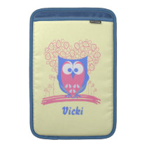 Pink Blue Whimsical Cute Owl Macbook Air Sleeve ipad sleeves