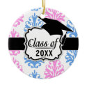pink blue white damask graduation